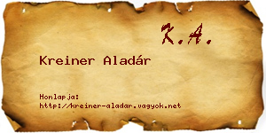 Kreiner Aladár névjegykártya
